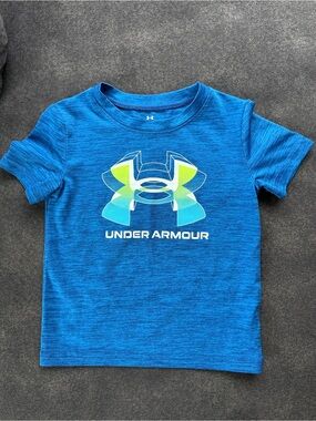 Under Armour Blue Short Sleeve Tee with Green-Accent Logo